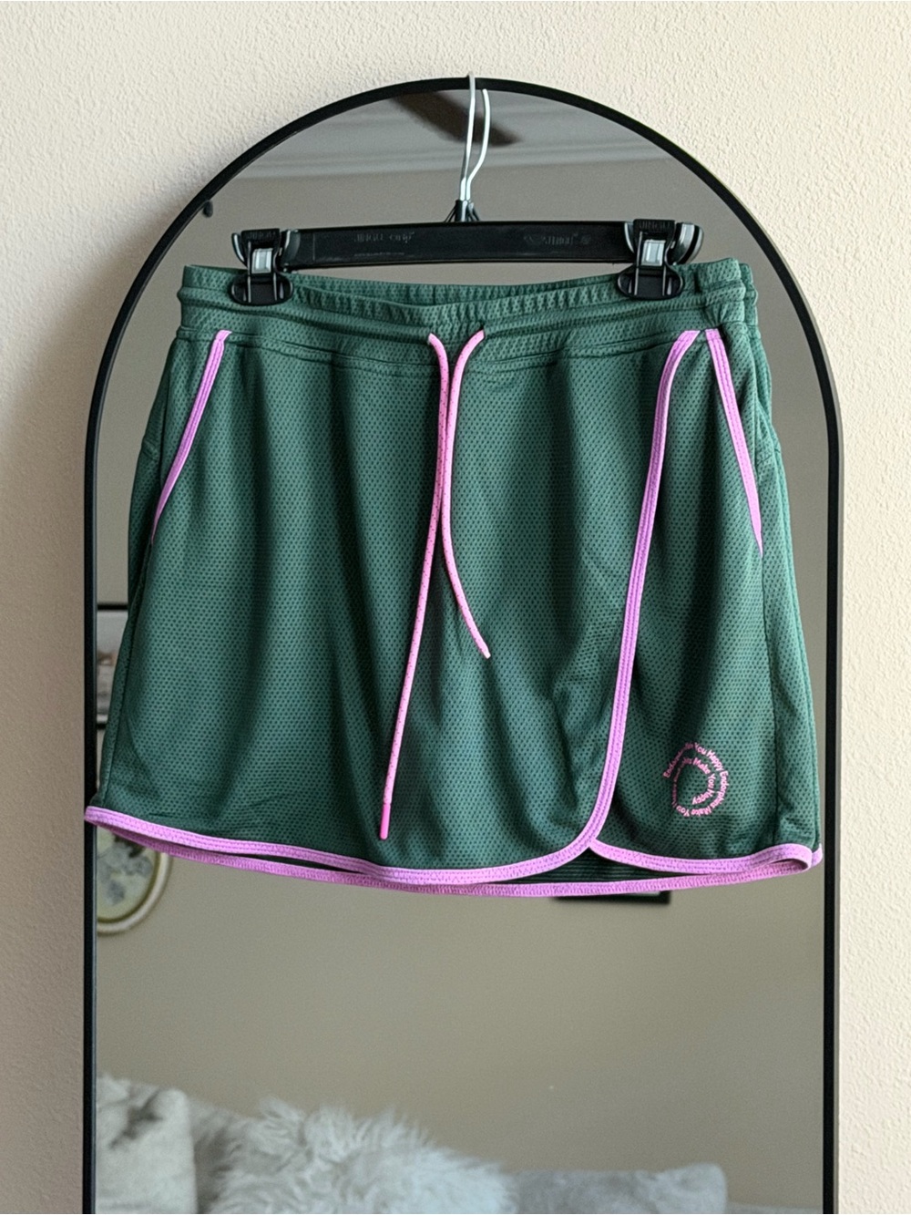 Outdoor Voices Green Athletic Skirt with Pink Trim